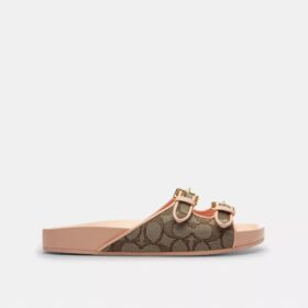 Sandaler med to remme og spænde i vores karakteristiske jacquard