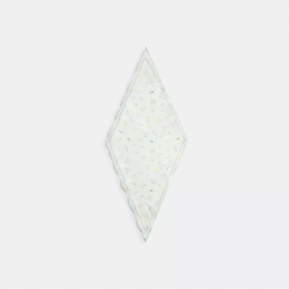 Silketørklæde med diamantmønster og blomsterprint