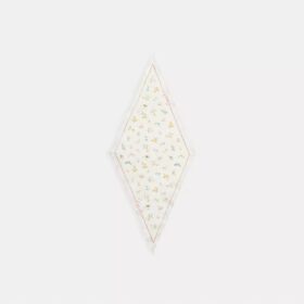 Silketørklæde med diamantmønster og blomsterprint