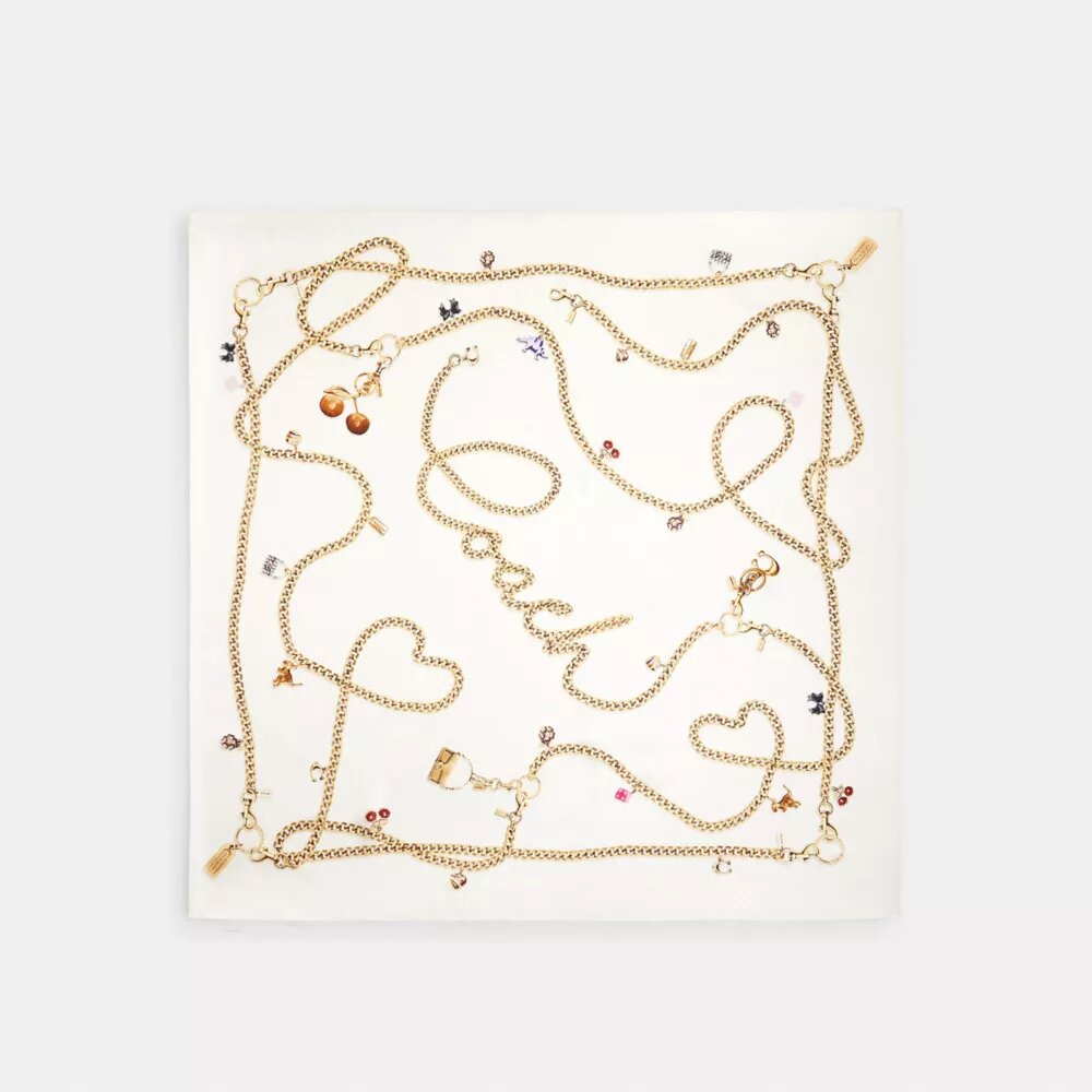 Silketørklæde med vedhæng-print