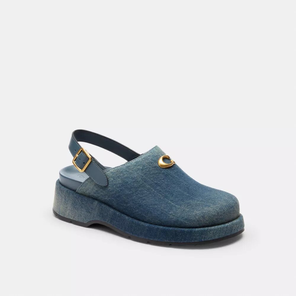 Skulptureret C-plateautræsko i "Loved Denim"