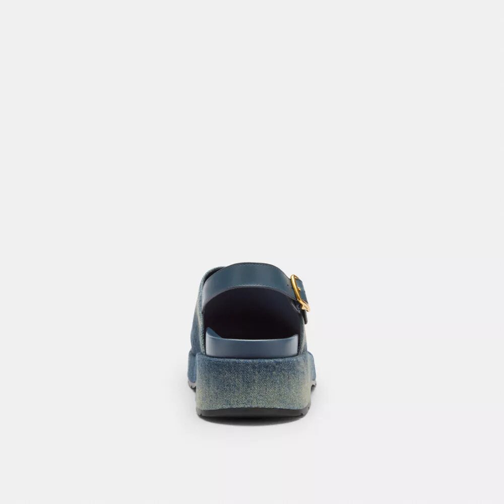 Skulptureret C-plateautræsko i "Loved Denim"