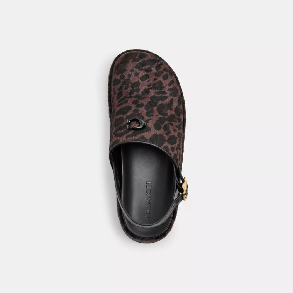 Skulptureret C-plateautræsko med leopardmønster