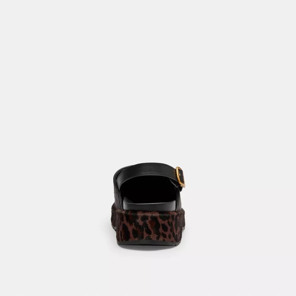 Skulptureret C-plateautræsko med leopardmønster