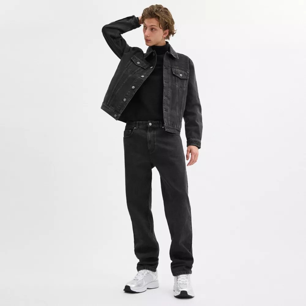 Sorte tapered Jeans i økologisk bomuld