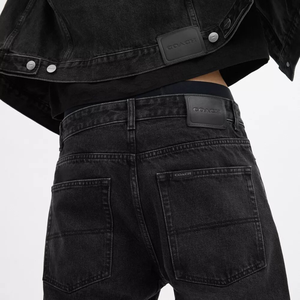Sorte tapered Jeans i økologisk bomuld