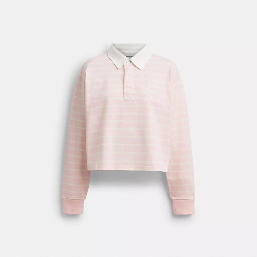 Stribet rugby-poloshirt med Horse and Carriage i økologisk bomuld