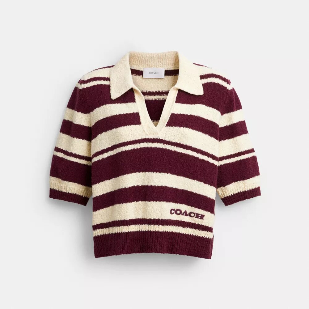 Stribet strikket Poloshirt