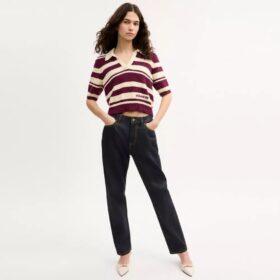Stribet strikket Poloshirt