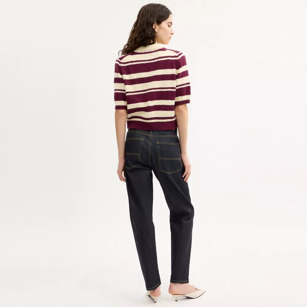 Stribet strikket Poloshirt