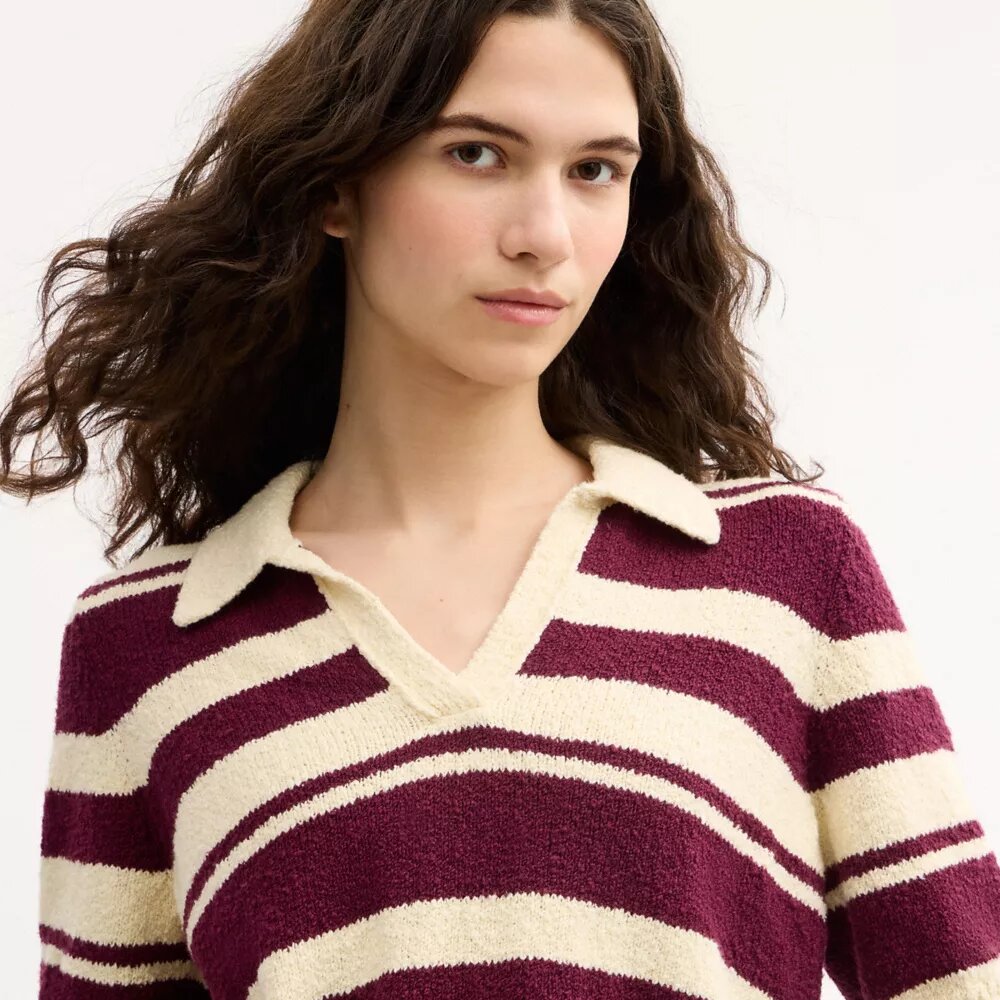 Stribet strikket Poloshirt