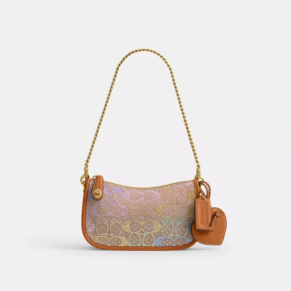 Swinger-tasker 20 med kæde i Crystal Signature Jacquard