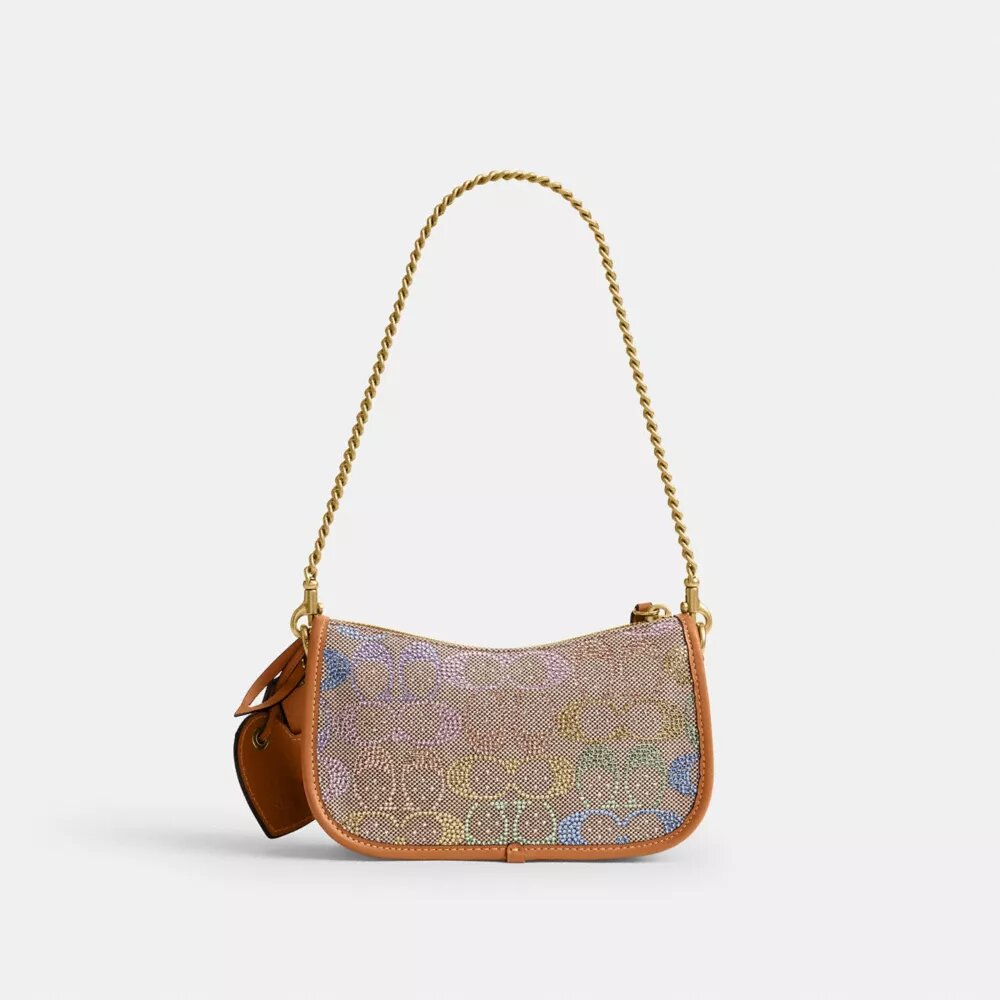 Swinger-tasker 20 med kæde i Crystal Signature Jacquard