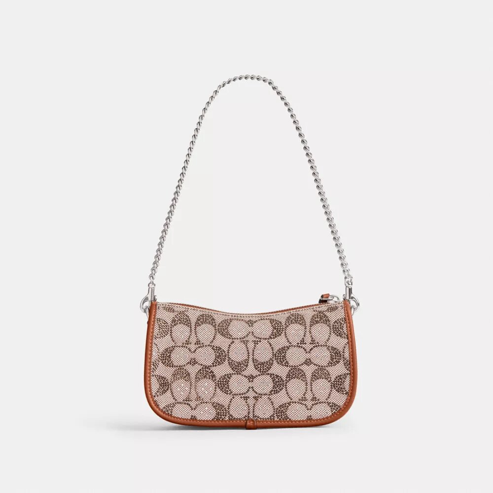 Swinger-tasker 20 med kæde i Crystal Signature Jacquard