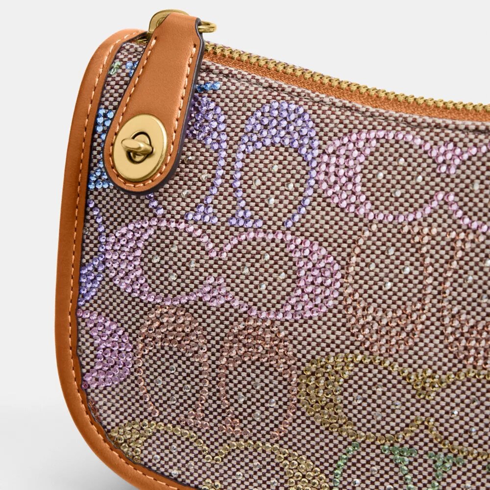 Swinger-tasker 20 med kæde i Crystal Signature Jacquard