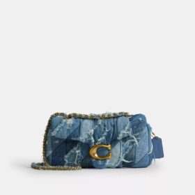 Tabby skuldertaske 26 med quiltning i genbrugt denim-patchwork