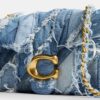 Tabby skuldertaske 26 med quiltning i genbrugt denim-patchwork