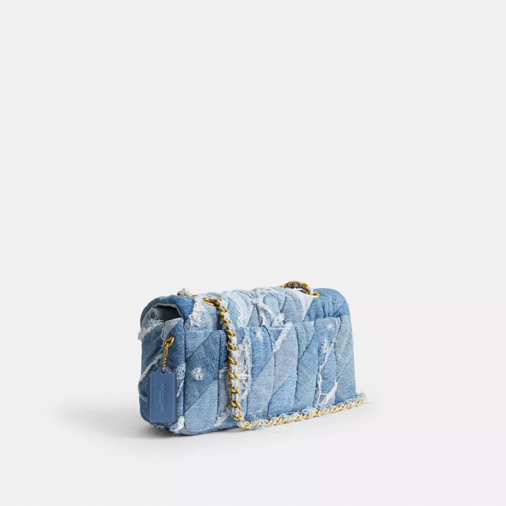 Tabby skuldertaske 26 med quiltning i genbrugt denim-patchwork