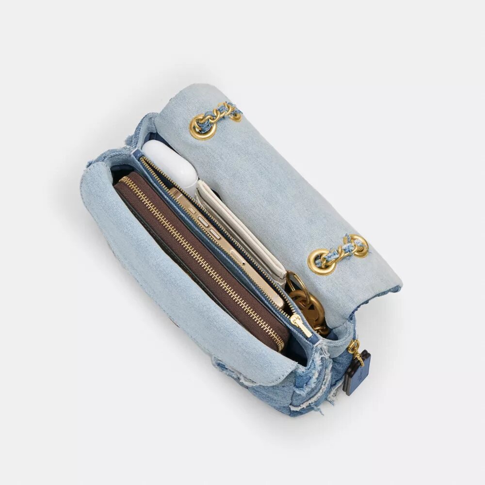 Tabby skuldertaske 26 med quiltning i genbrugt denim-patchwork