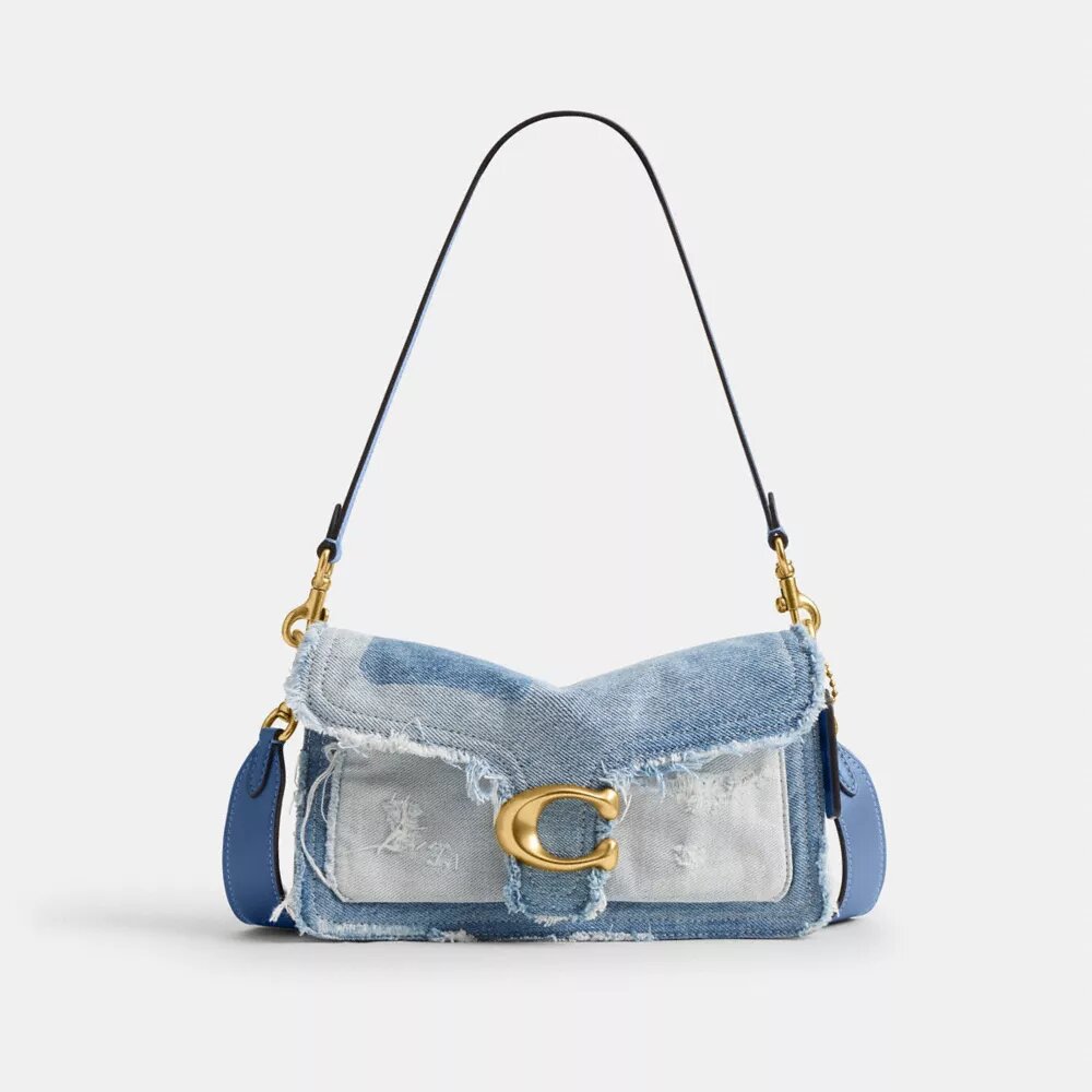 Tabby skuldertasker 26 med genbrugt denim-patchwork