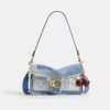 Tabby skuldertasker 26 med genbrugt denim-patchwork