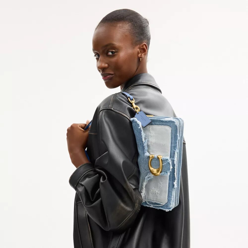 Tabby skuldertasker 26 med genbrugt denim-patchwork