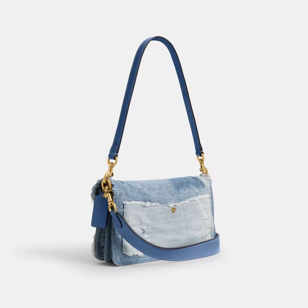 Tabby skuldertasker 26 med genbrugt denim-patchwork