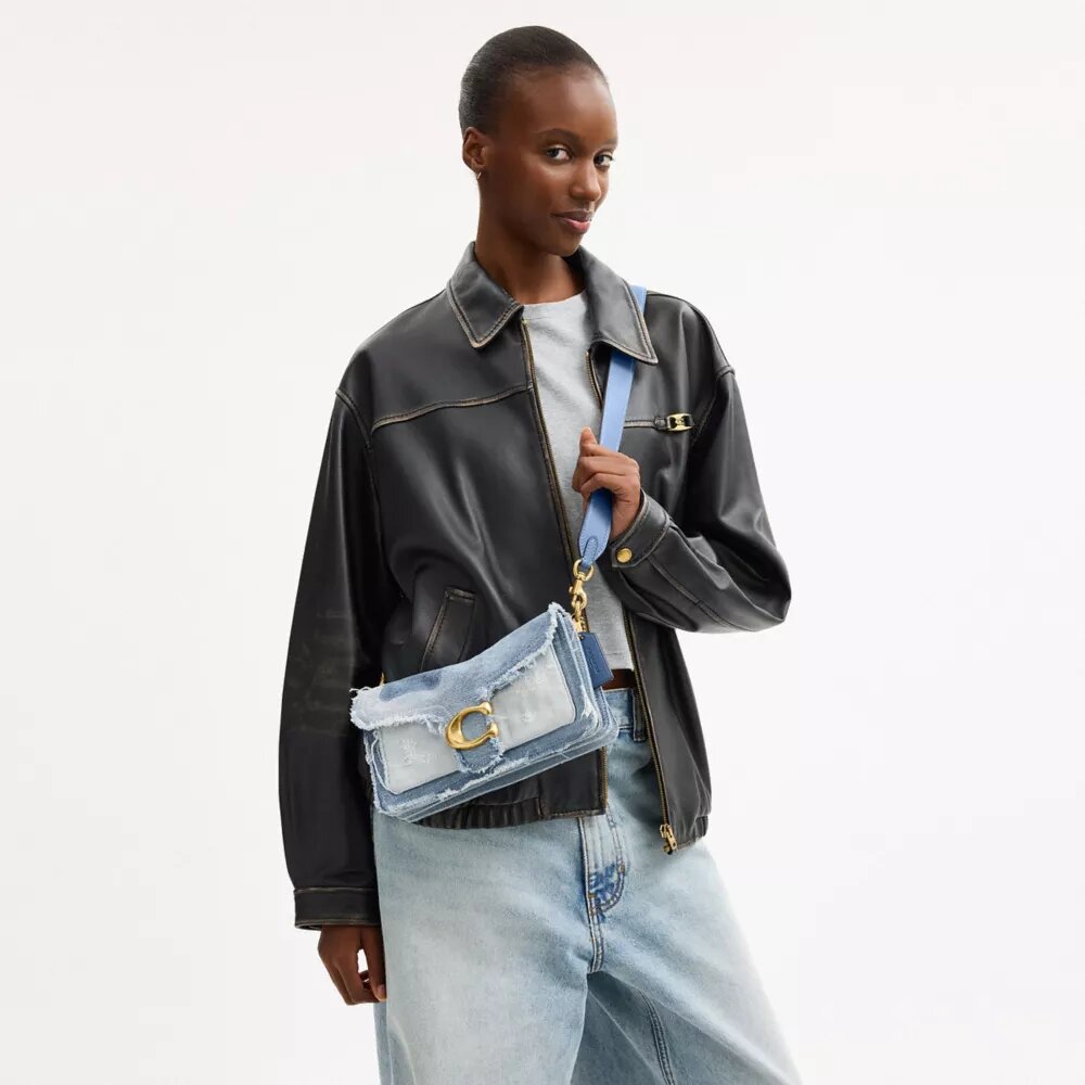 Tabby skuldertasker 26 med genbrugt denim-patchwork