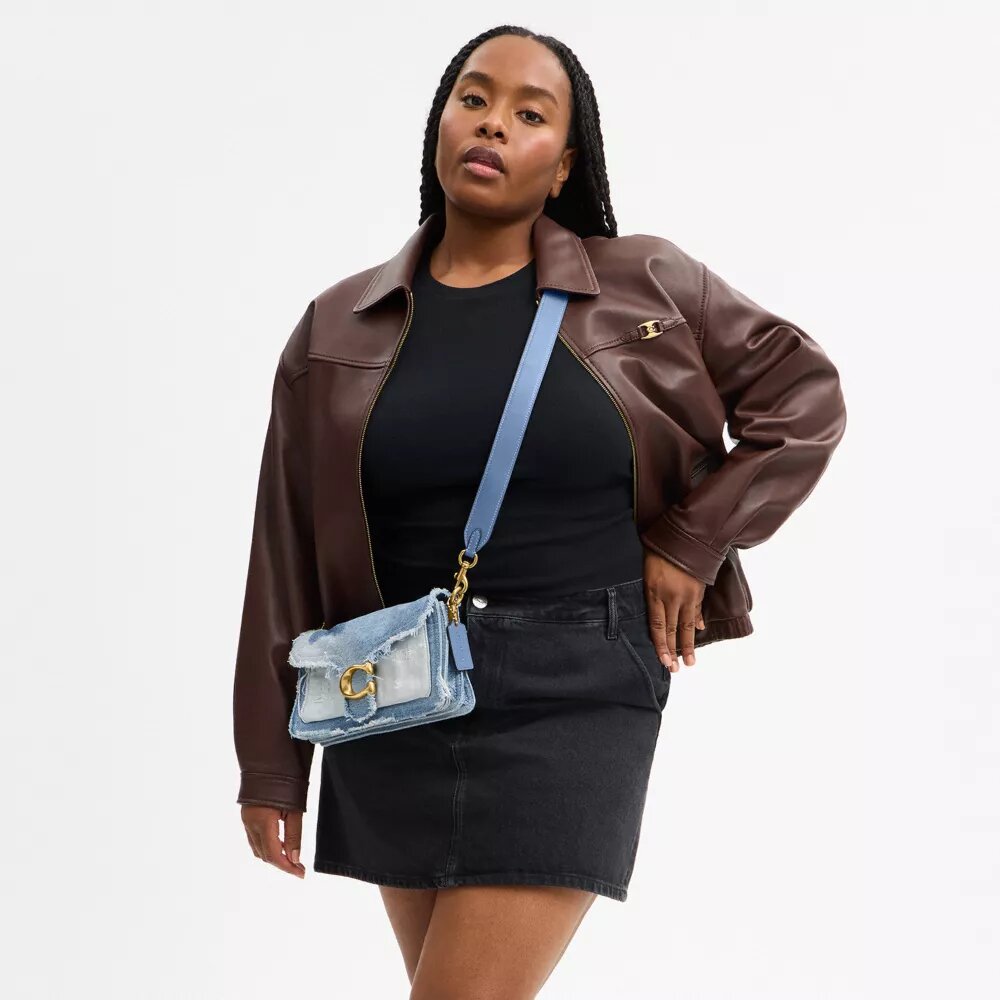 Tabby skuldertasker 26 med genbrugt denim-patchwork