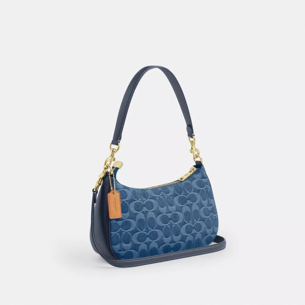 Teri skuldertaske i signaturdenim