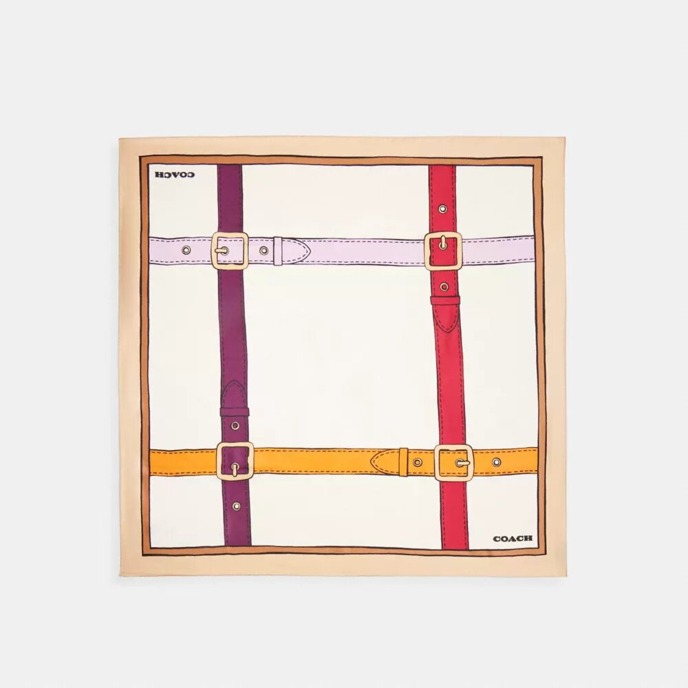 Trompe L'oeil-bælteprintet firkantet silketørklæde