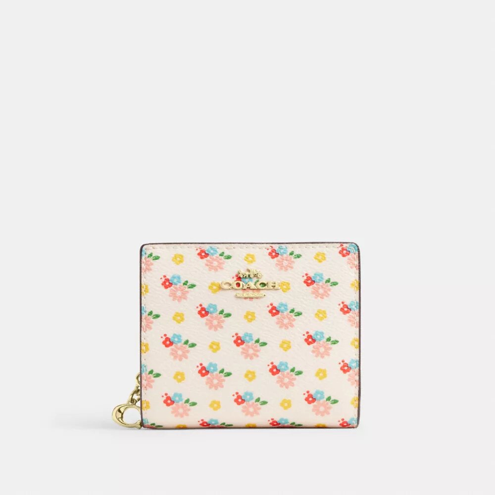 Trykknap-punge med blomsterprint og Vedhæng