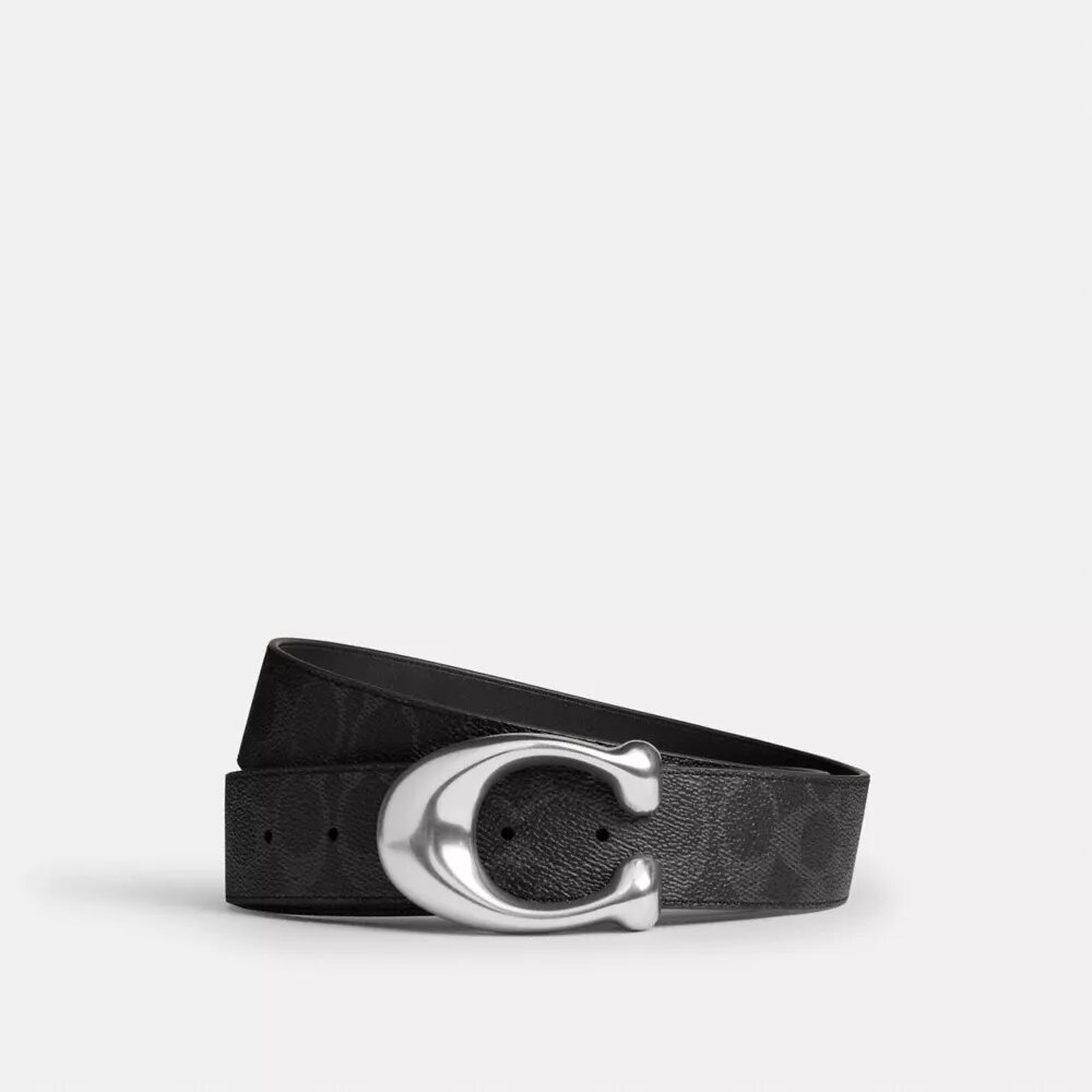 Vendbart bælte med skulptureret C-spænde, 38 mm