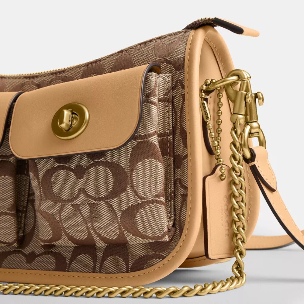 Waverly-taske med dobbelt Turnlock-lås i vores signatur-jacquard